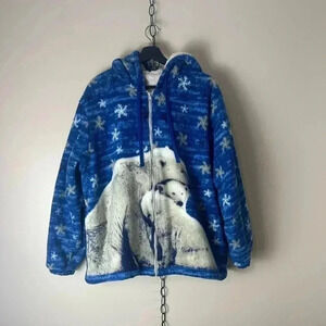 Vintage Polar Bear  All Over Print Zip-up Fleece Jacket